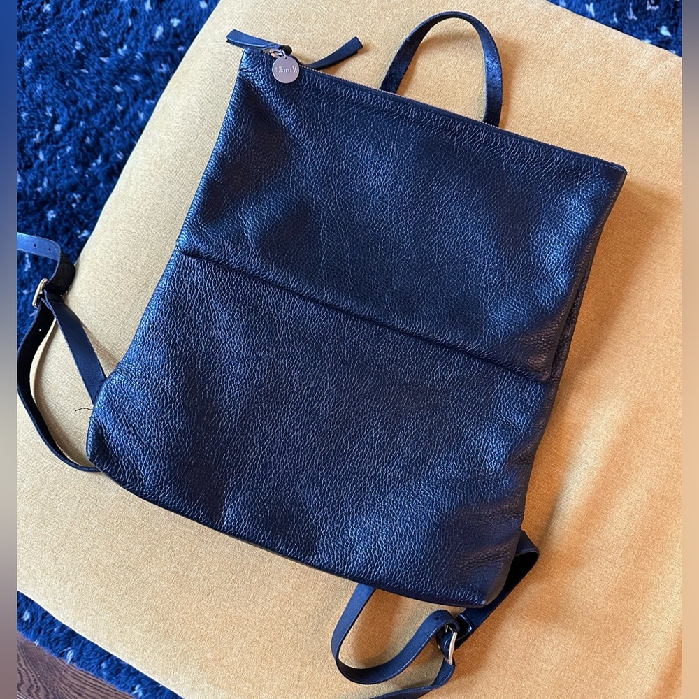 Clare V black leather backpack